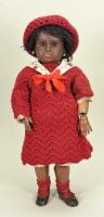 A Rare Jules Steiner Figure A black bisque head Bebe doll, size 9, French circa 1890,