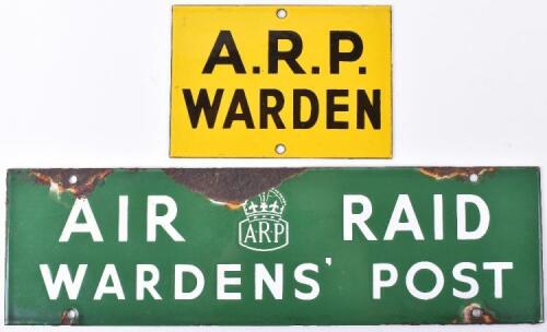 WW2 ARP Air Raid Wardens Post Enamel Building Plaque