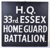 WW2 Home Front Plaque HQ 33rd Essex Home Guard Battalion