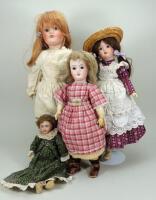 Four French bisque head dolls, 1915-20,