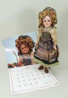 A.M 390 bisque head doll in original costume, German circa 1905,