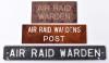 3x WW2 British Home Front Air Raid Wardens Building Plaques