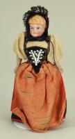 Miniature Parian-type shoulder head doll in original clothes, German circa 1865,