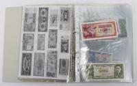A folder of banknotes, including Canal & Banking Co New Orleans Five Dollar 1860’s, British Armed Forces