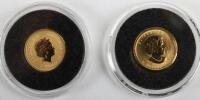 Two 1/20th oz fine gold coins