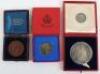 Coronation medallions including Edward VII large silver 55mm medallion in red leather case of issue