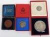 Coronation medallions including Edward VII large silver 55mm medallion in red leather case of issue - 2