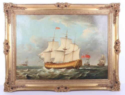 Circle of Peter Monamy, flagship of a vice admiral of the Red squadron (1707-1800), oil on canvas