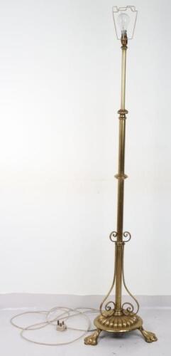 Late 19th century Art Nouveau style gilt brass standard lamp