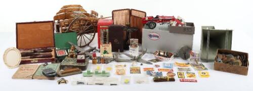 A mixed lot to include a G.W. Ruse Earlsfield Dairies wood cart, 40cm