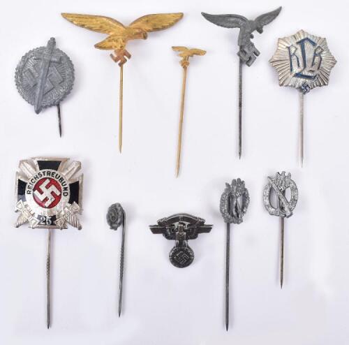 10x Third Reich Organisation Pin Badges and Miniature Awards