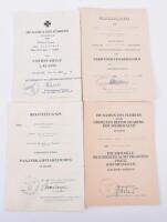 WW2 German Waffen-SS Leibstandarte Adolf Hitler (L.A.H) Award Document Grouping Including Signed Citation by SS-Obergruppenfuhrer Sepp Dietrich