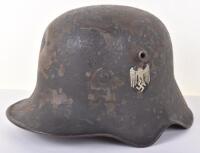 Rare M-18 German Army Transitional Cavalry / Telegraphists Ear Cut Out Helmet