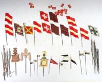 David Hawkins Collection Elastolin 70mm scale fourteen tinplate flags