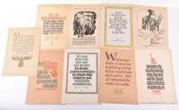 10x Third Reich NSDAP Illustrated “Wochenspruch” Printed Pages