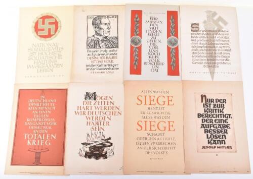 10x Third Reich NSDAP Illustrated &ldquo;Wochenspruch&rdquo; Printed Pages