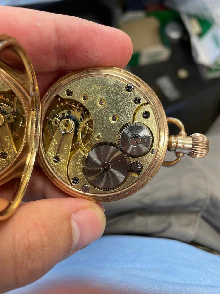 Omega half hunter top pocket watch