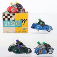 Four Vintage Scalextric Motor Cycle Combination Racing Models