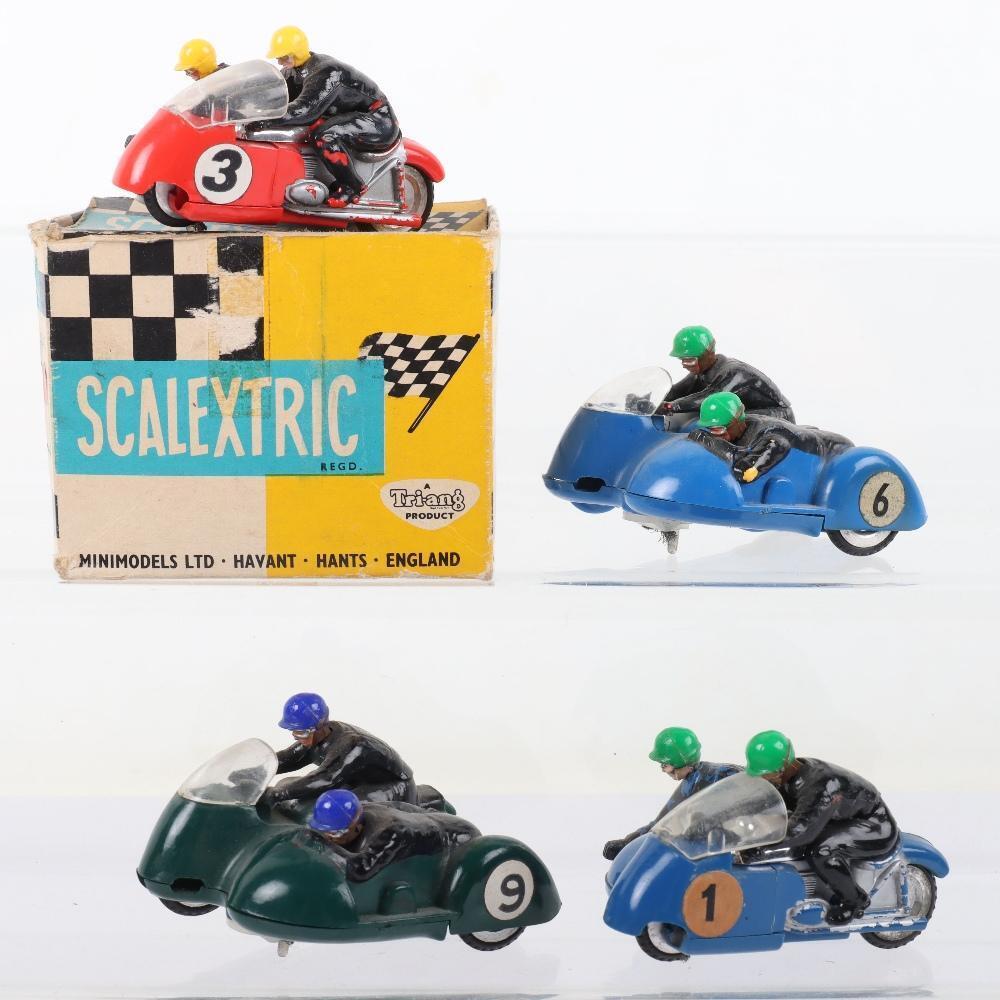 Four Vintage Scalextric Motor Cycle Combination Racing Models