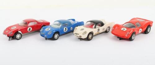 Four Scalextric Slot Cars