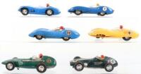Six Vintage Unboxed Scalextric slot cars,