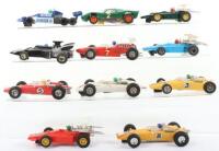 Ten Vintage Unboxed Scalextric Formula 1 slot cars