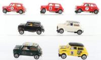 Seven Vintage Scalextric Hornby Hobbies Rally Mini Cooper Slot Cars