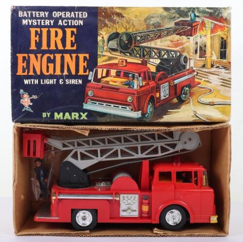 Marx Toys Battery Operated Fire Engine with Light & Siren