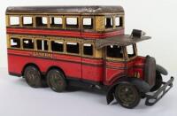 A Gunthermann tinplate clockwork General Double Decker bus with electric light, 1930s