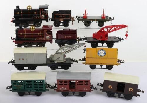 Collection of Hornby 0 gauge locomotives and rolling stock