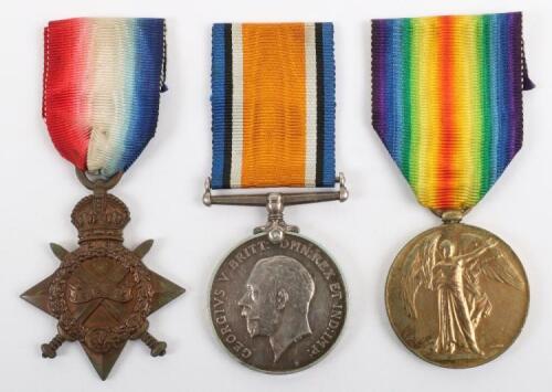 Great War Medal Trio Awarded to a Private in the Northamptonshire Regiment, Killed in Action October 1915 During the Final Days of the Battle of Loos