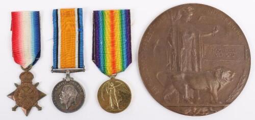 A Great War 1914-15 Star Medal Trio and Memorial Plaque Group to a Private in the 13th Battalion Durham Light Infantry, Killed in Action in 1917