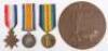 A Great War 1914-15 Star Medal Trio and Memorial Plaque Group to a Private in the 13th Battalion Durham Light Infantry, Killed in Action in 1917