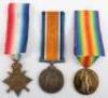 Great War 1914-15 Star Medal Trio to a Private in the 14th Battalion Durham Light Infantry Who Died of Wounds Received in the Attack on Dynamite Magazine in April 1917