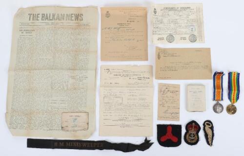 WW1 Medal Pair Awarded to a Trimmer Cook for Service in the Last Five Months of the War