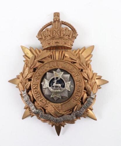 Post 1902 Bedfordshire Regiment Officers Home Service Pattern Helmet Plate