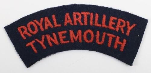 Scarce Royal Artillery Tynemouth Cloth Shoulder Title