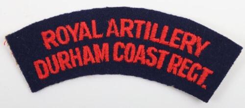 Scarce Royal Artillery Durham Coast Regiment Cloth Shoulder Title