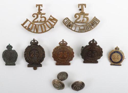 25th (Cyclists) London Regiment Badge Grouping