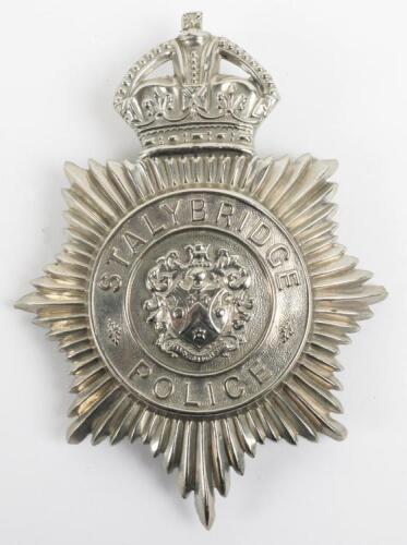 Scarce Stalybridge Police Kings Crown Helmet Plate,