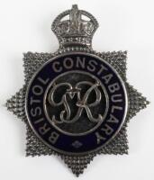 Bristol Constabulary Senior Police Officers Silver Cap Badge Kings crown