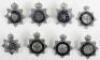 Eight Obsolete Kings Crown Senior Officers Police Cap Badges