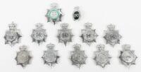 Twelve Obsolete Queens Crown Police Helmet Plates