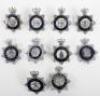 Nine Obsolete Queens Crown Senior Officers Police Cap Badges