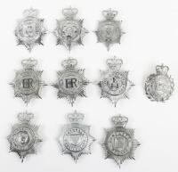 Ten Obsolete Chrome Queens Crown Police Helmet Plates