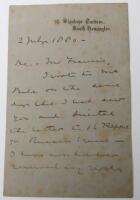 Signed Hand Written Letter from Lord Chelmsford, Commander in Chief of the British Forces in South Africa 1878-79