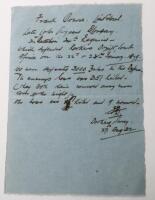 Handwritten Summary of the Battle of Rorkes Drift by Colour Sergeant, Later Honorary Lieutenant Colonel, Frank Bourne, Being Awarded the Distinguished Conduct Medal for his Bravery During the Defence of Rorkes Drift on 22nd and 23rd January 1879