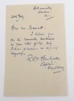 Signed Letter by Rear Admiral Robert Sherbrooke VC