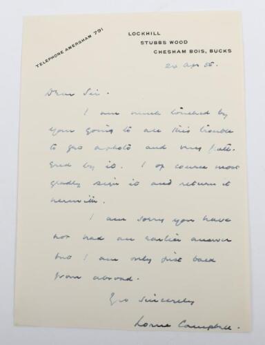Signed Letter by Brigadier Lorne Campbell VC
