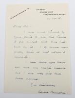 Signed Letter by Brigadier Lorne Campbell VC